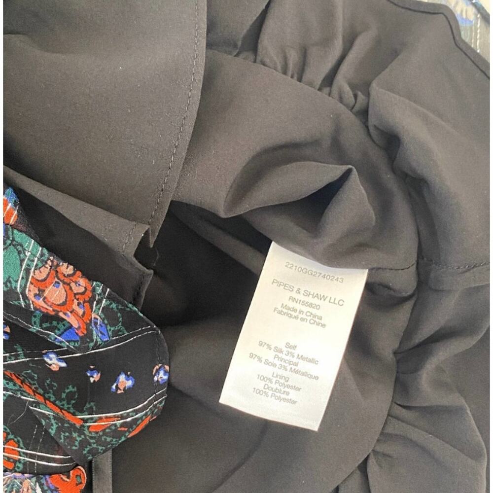 Veronica Beard Kailani Top Paisley Metallic Black Multi 0 - Picture 6 of 7